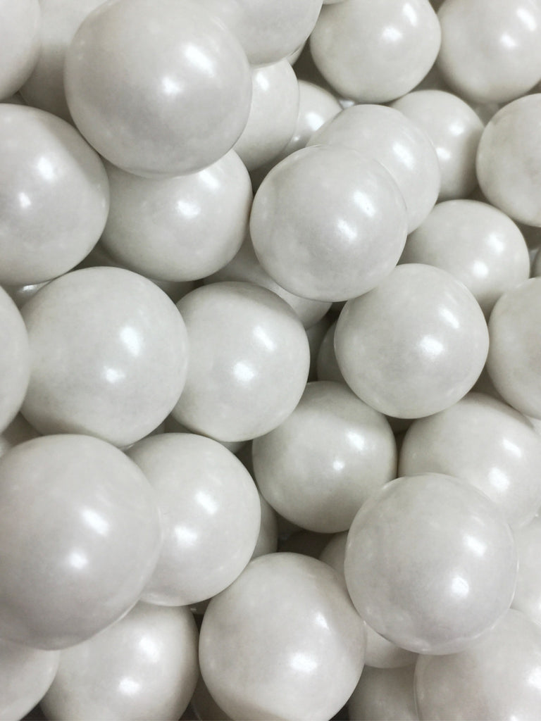 Shimmer White Gumballs 1 inch - Gumballs - Candy Store