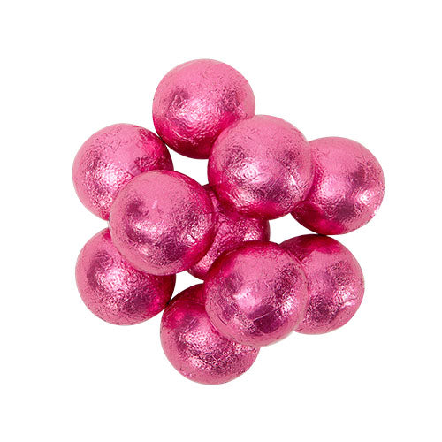 CARAMEL FILLED FOILED MILK CHOCOLATE BALLS - BRIGHT PINK