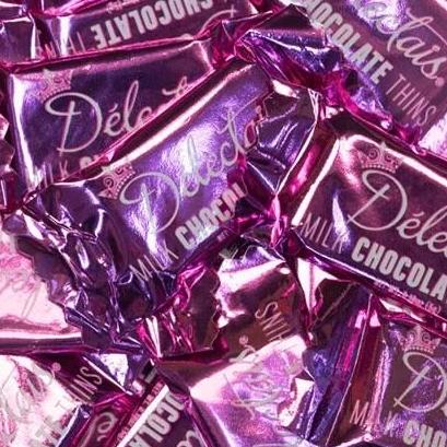 MILK CHOCOLATE THINS<BR>PINK