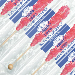 PINK, CHERRY ROCK CANDY STICKS from Miami Candies