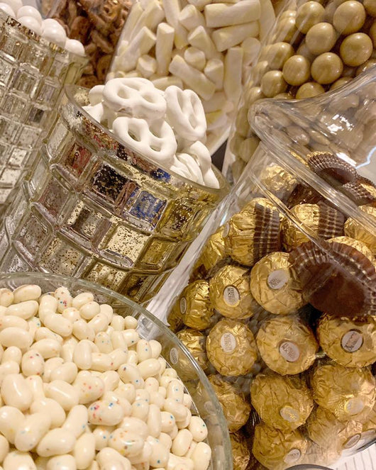 WEDDING & CANDY BUFFET, WHITE GUMBALLS w/SHIMMER from Miami Candies Sweets  & Snacks – Miami Candies, LLC.